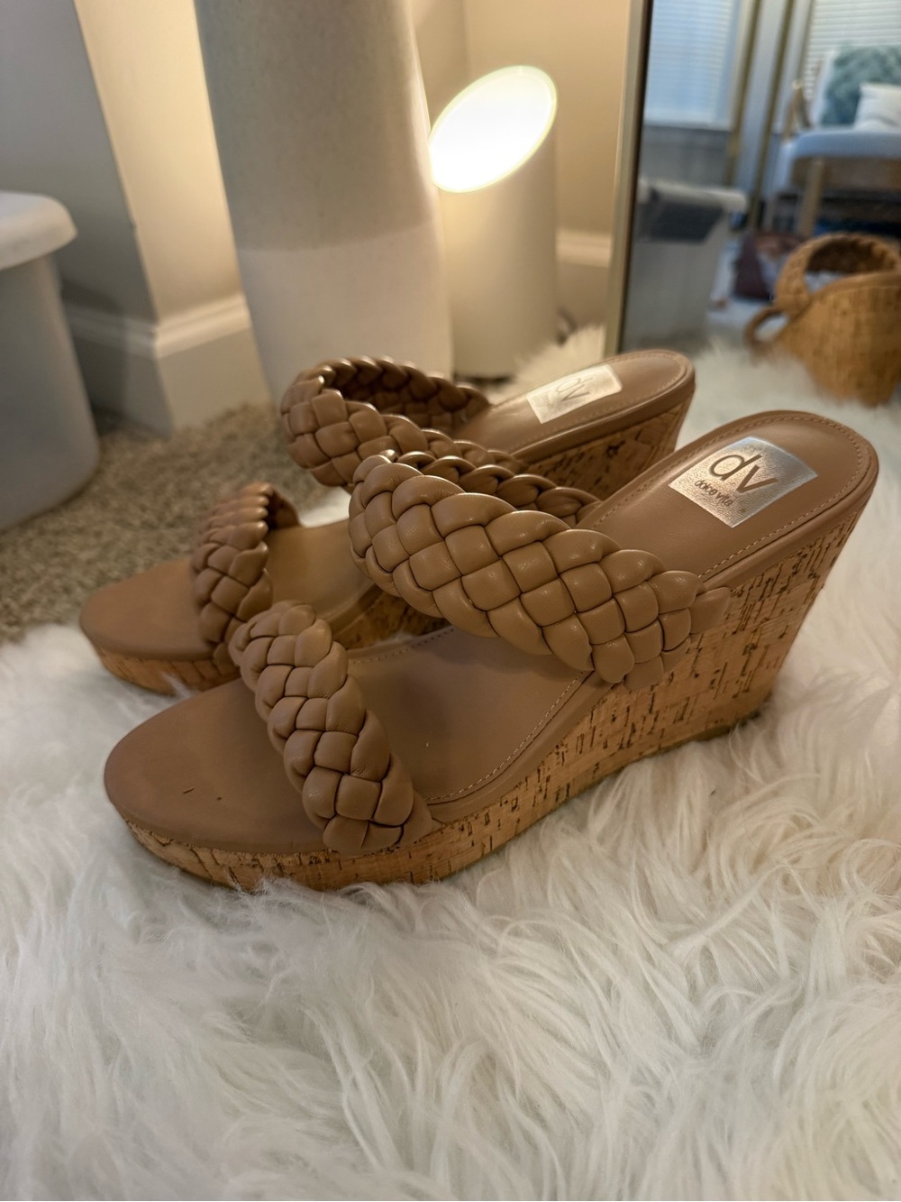 DV by Dolce Vita Braided Tan Cork Wedge Sandals